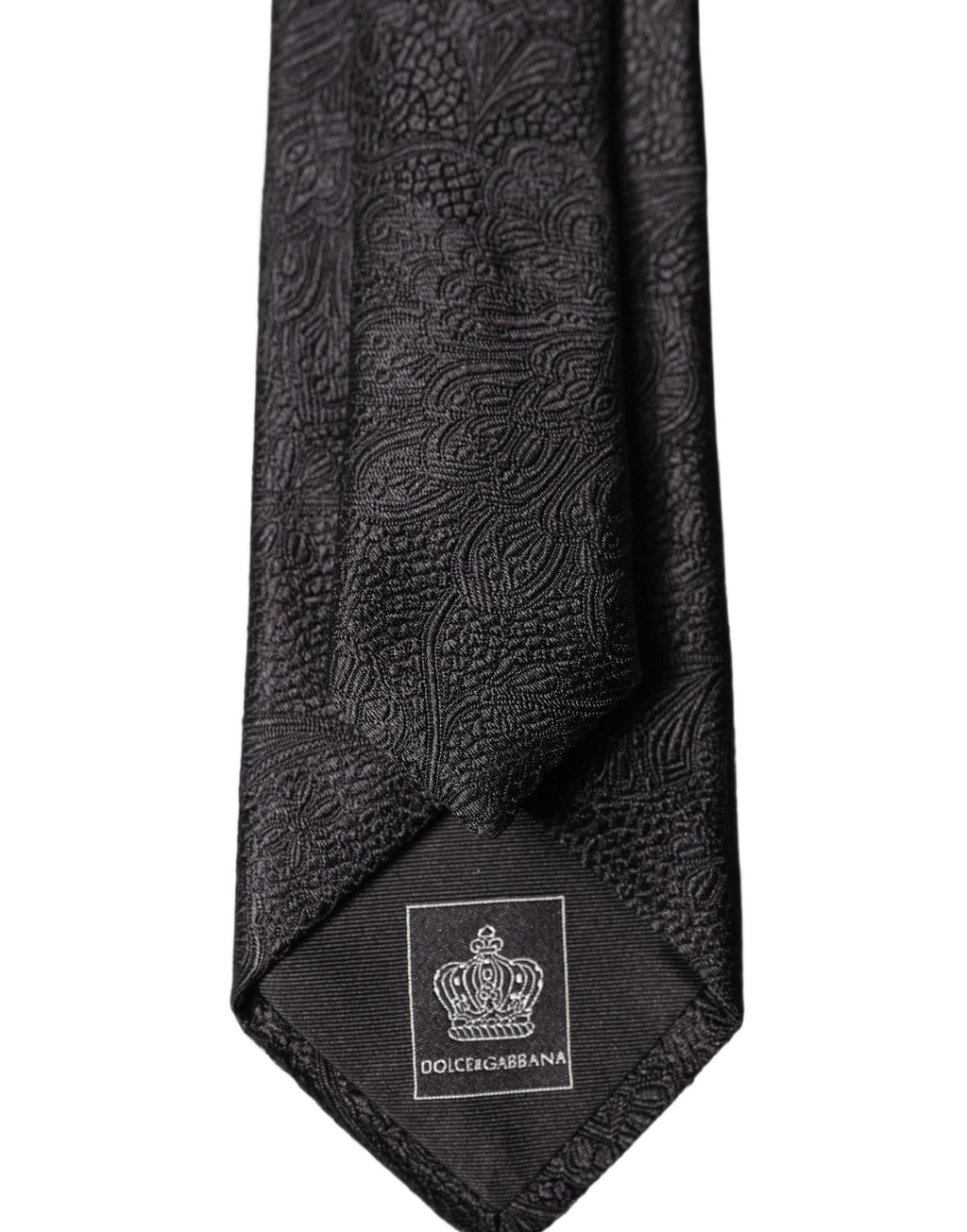 Dolce & Gabbana Black Floral Brocade Silk Adjustable Men Tied Necktie Tie