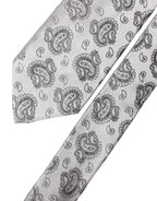 Dolce & Gabbana Silver Gray Paisley Silk Adjustable Men Tied Necktie Tie