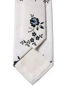 Dolce & Gabbana White Floral Fantasy Cotton Adjustable Men Necktie Tie