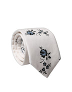 Dolce & Gabbana White Floral Fantasy Cotton Adjustable Men Necktie Tie