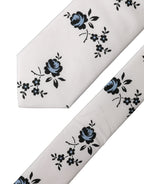 Dolce & Gabbana White Floral Fantasy Cotton Adjustable Men Necktie Tie