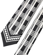 Dolce & Gabbana Black White Abstract Silk Adjustable Men Tied Necktie Tie