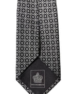 Dolce & Gabbana Black White Patterned Silk Adjustable Men Necktie Tie