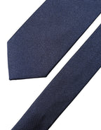 Dolce & Gabbana Navy Blue Solid 100% Silk Adjustable Men Necktie Tie