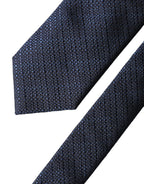 Dolce & Gabbana Navy Blue Textured Silk Adjustable Men Tied Necktie Tie