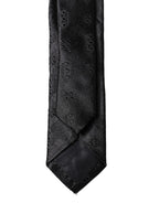 Dolce & Gabbana Black Patterned 100% Silk Adjustable Men Necktie Tie