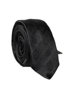 Dolce & Gabbana Black Patterned 100% Silk Adjustable Men Necktie Tie