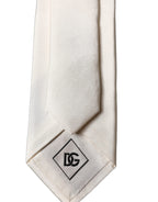 Dolce & Gabbana Off White DG Embroidery Silk Adjustable Men Necktie Tie