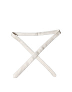 Dolce & Gabbana Off White Satin 100% Silk Adjustable Men Tied Necktie Tie