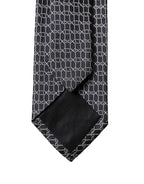 Dolce & Gabbana Black Geometric DG Silk Adjustable Men Tied Necktie Tie