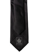Dolce & Gabbana Black Solid Silk Satin Wide Adjustable Men Necktie Tie
