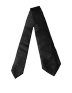 Dolce & Gabbana Black Paisley Woven Silk Adjustable Women Necktie Tie