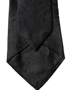 Dolce & Gabbana Black Paisley Woven Silk Adjustable Women Necktie Tie