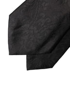 Dolce & Gabbana Black Paisley Woven Silk Adjustable Women Necktie Tie