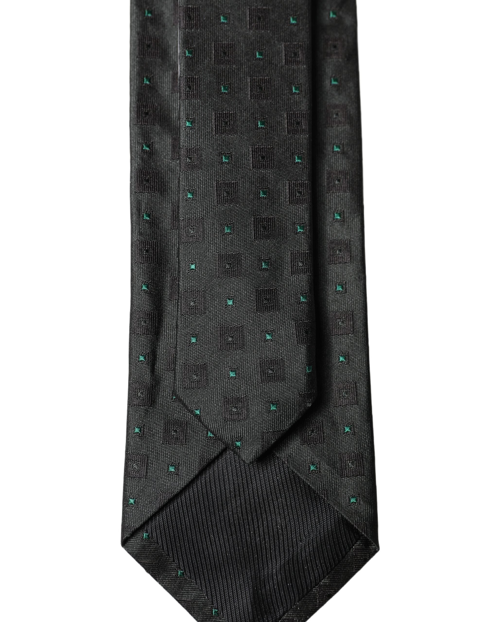 Dolce & Gabbana Black Geometric Silk Adjustable Men Tied Necktie Tie