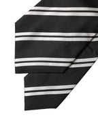 Dolce & Gabbana Black White Stripes Silk Adjustable Women Necktie Tie
