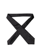 Dolce & Gabbana Black Satin Silk Blend Adjustable Women Tied Necktie Tie