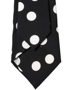 Dolce & Gabbana Black White Polka Dot Silk Adjustable Women Necktie Tie