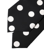 Dolce & Gabbana Black White Polka Dot Silk Adjustable Women Necktie Tie
