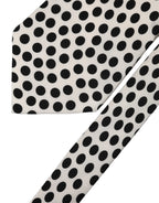Dolce & Gabbana White Black Polka Dot Silk Adjustable Women Necktie Tie