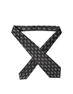 Dolce & Gabbana Black Patterned Silk Adjustable Women Tied Necktie Tie