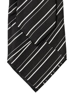 Dolce & Gabbana Black White Stripes Silk Adjustable Women Necktie Tie