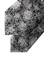 Dolce & Gabbana Black Silver Floral Silk Adjustable Women Necktie Tie