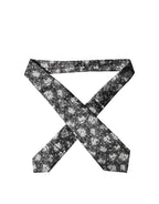 Dolce & Gabbana Black White Floral Silk Adjustable Women Necktie Tie
