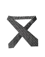 Dolce & Gabbana Black White Geometric Silk Adjustable Women Necktie Tie