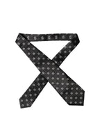 Dolce & Gabbana Black White Geometric Silk Adjustable Women Necktie Tie