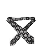 Dolce & Gabbana Black White Floral Silk Adjustable Women Necktie Tie