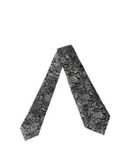 Dolce & Gabbana Black White Paisley Silk Adjustable Women Necktie Tie
