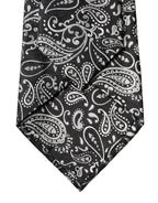 Dolce & Gabbana Black White Paisley Silk Adjustable Women Necktie Tie