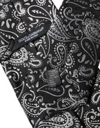 Dolce & Gabbana Black White Paisley Silk Adjustable Women Necktie Tie