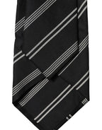 Dolce & Gabbana Black White Stripes Silk Adjustable Women Necktie Tie