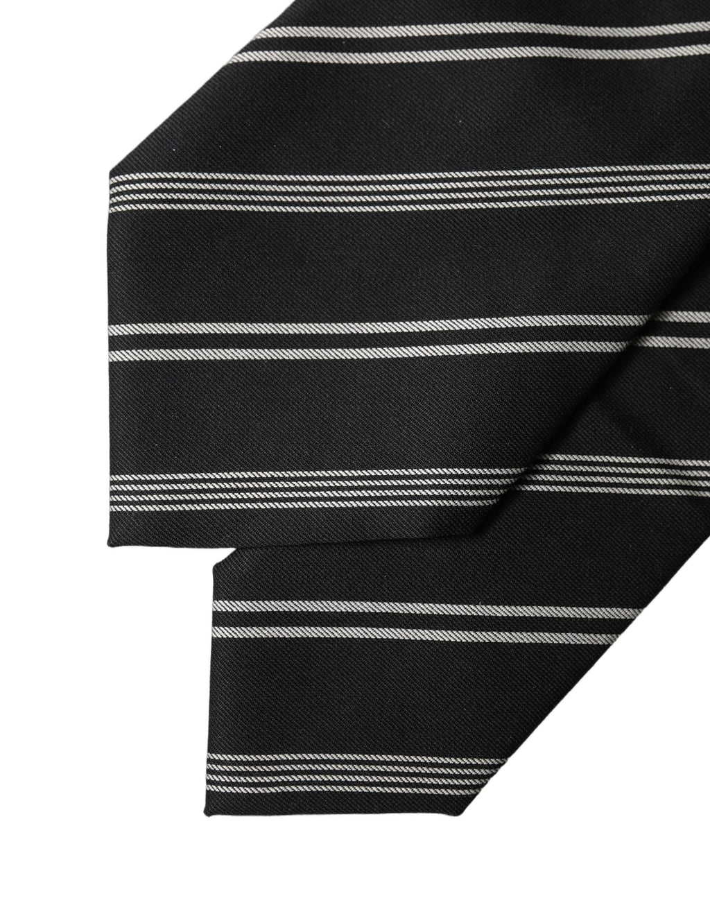 Dolce & Gabbana Black White Stripes Silk Adjustable Women Necktie Tie