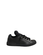 Dolce & Gabbana Black Leather Low Top Portofino Sneakers Shoes