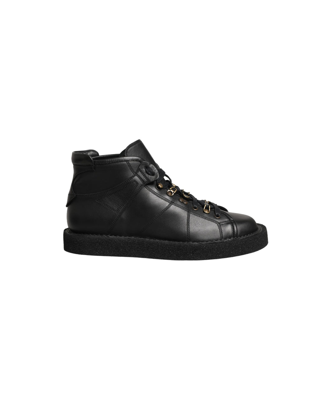 Dolce & Gabbana Black Leather Lace Up Men Ankle Boots Shoes