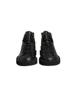 Dolce & Gabbana Black Leather Lace Up Men Ankle Boots Shoes