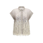 Brunello Cucinelli Beige Silk Shortsleeve Shirt