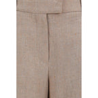 Brunello Cucinelli Beige Linen Casual Pants