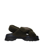Burberry Green Fur Slippers