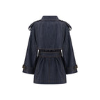 Burberry Blue Cotton Trench Coat