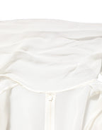Dolce & Gabbana White Silk Sheer Draped Long Gown Dress