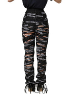 Dolce & Gabbana Black Logo Tape Cut Out Skinny High Waist Pants