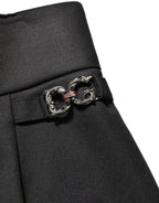 Dolce & Gabbana Black Wool High Waisted Logo Trouser Pants