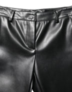 Dolce & Gabbana Black PU Leather High Waisted Trouser Pants