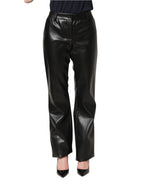 Dolce & Gabbana Black PU Leather High Waisted Trouser Pants