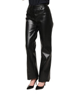 Dolce & Gabbana Black PU Leather High Waisted Trouser Pants