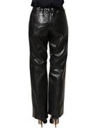 Dolce & Gabbana Black PU Leather High Waisted Trouser Pants